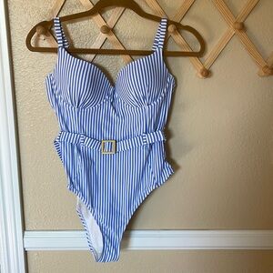Weworewhat underwire one piece striped swimsuit